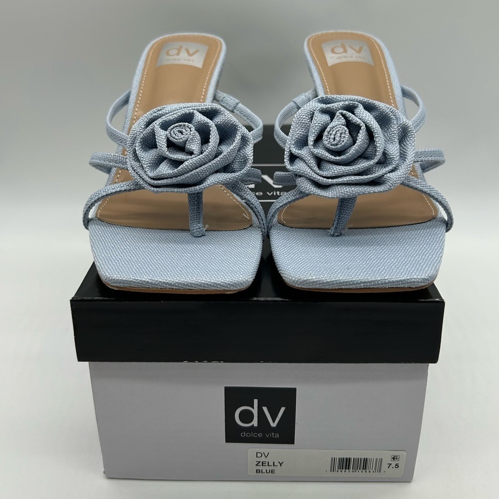 Dolce Vita Zelly Blue Floral Strappy Mule Heels | Size 7.5 | New With Box - Picture 8 of 9